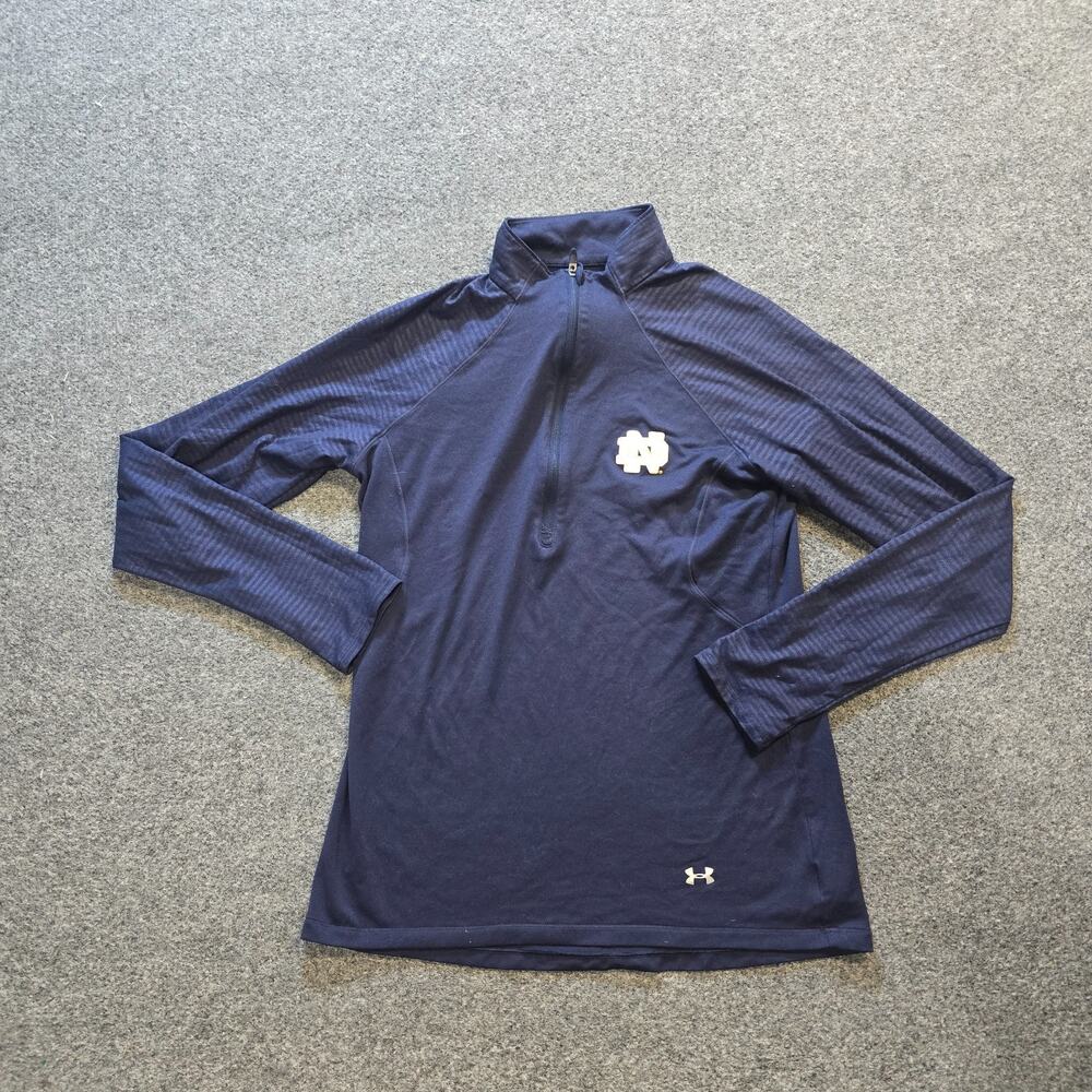Notre Dame Sweatshirt Womens Size Large Blue Fighting Irish 1/4 Zip Under Armour